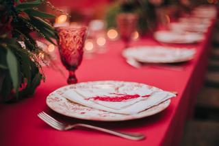 wedding decoration, elegant red tables