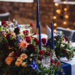 wedding floral theme, navy blue roses bouquet