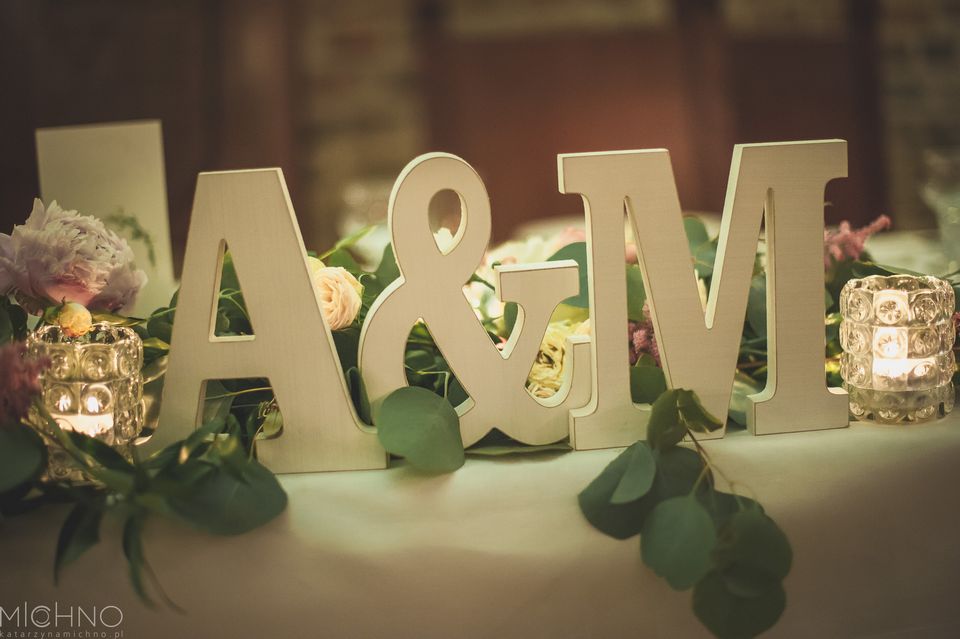 newlyweds initialss, decoration, wedding coordinator krakow