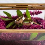 wedding, ringbox with violet flowers, wedding rings