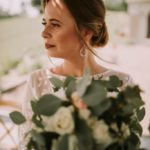 outdoor wedding , bride bouquet eucalyptus, florist krakow