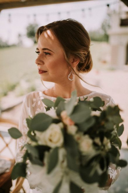 outdoor wedding , bride bouquet eucalyptus, florist krakow